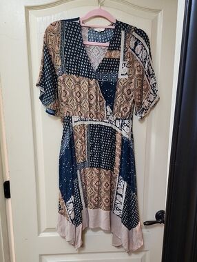 ODDY FAUX PATCHWORK WRAP DRESS